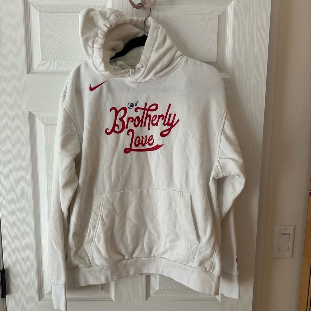 Authentic NBA Nike Philadelphia 76ers Men’s White Hoodie City Edition